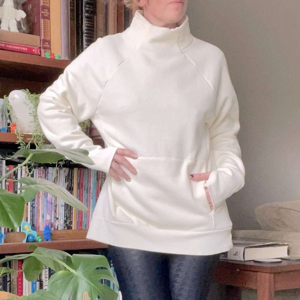 Fabletics Zaylee funnel neck cream tunic sweatshirt